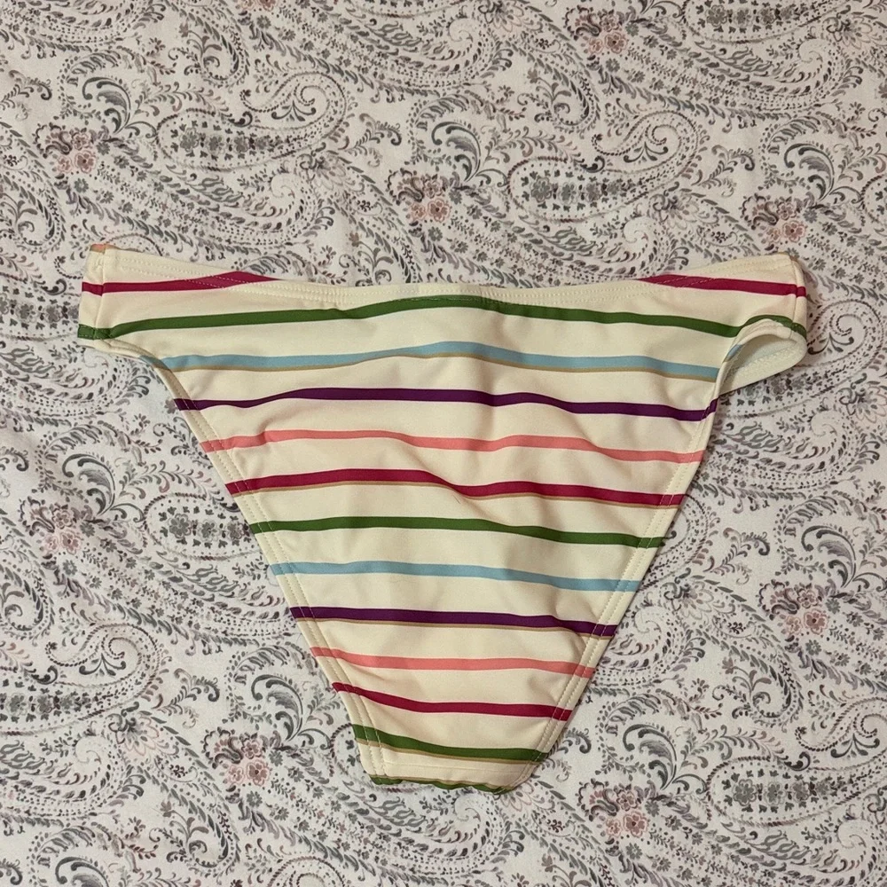 Kate Spade Women's Cream Multicolor Stripe Bikini Bottom